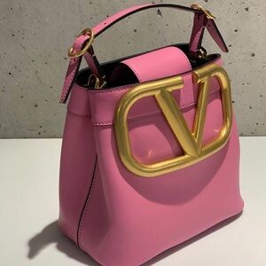 Valentino Pink HandBag with Gold Logo